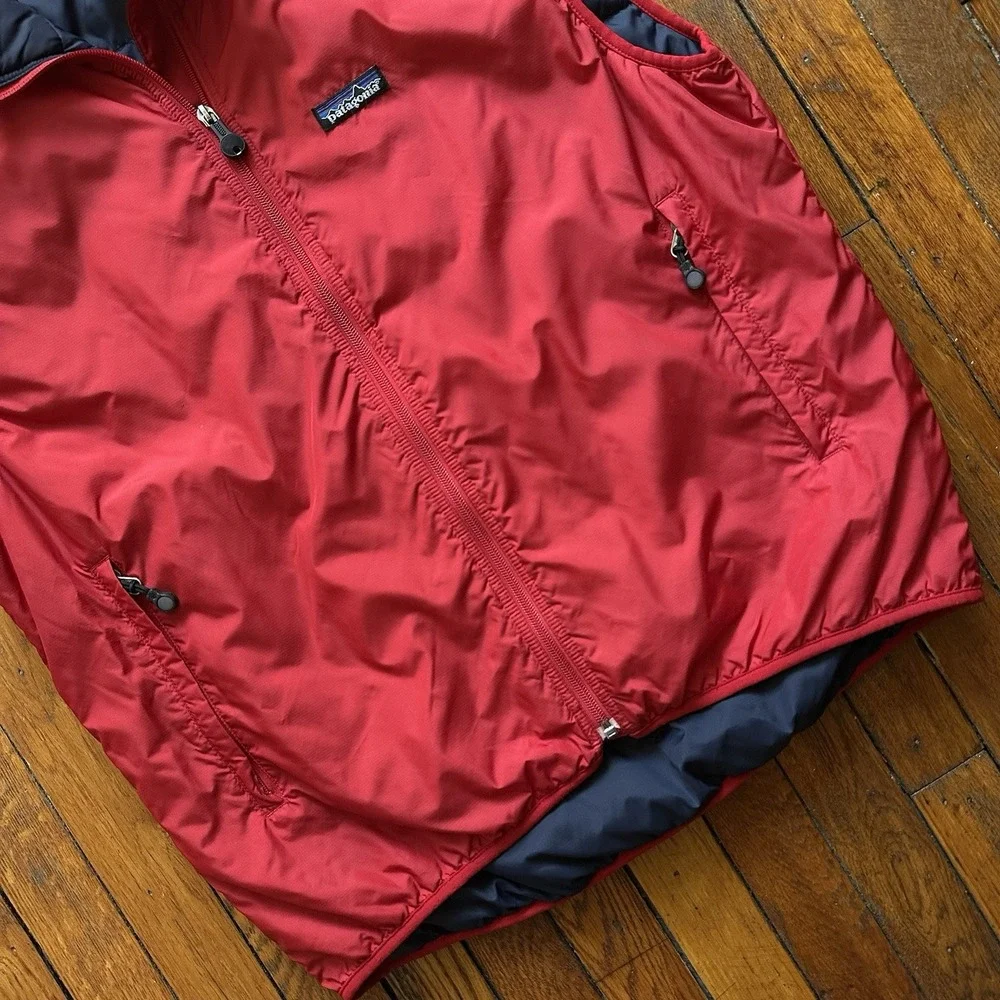 Vtg Patagonia Puffball Full‎ Zip Vest Men Large Candy Apple Red Gorp Performance